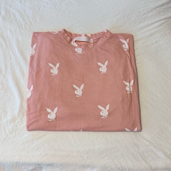 Missguided Tops - Missguided Playboy Bunny Logo Pink Graphic Oversized T-Shirt